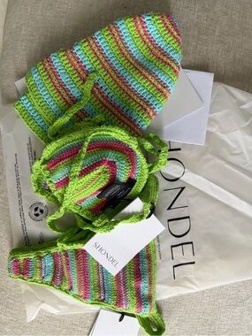 Shondel Neon Crochet Bikini Top & Bottom - Lime, Pink & Aqua